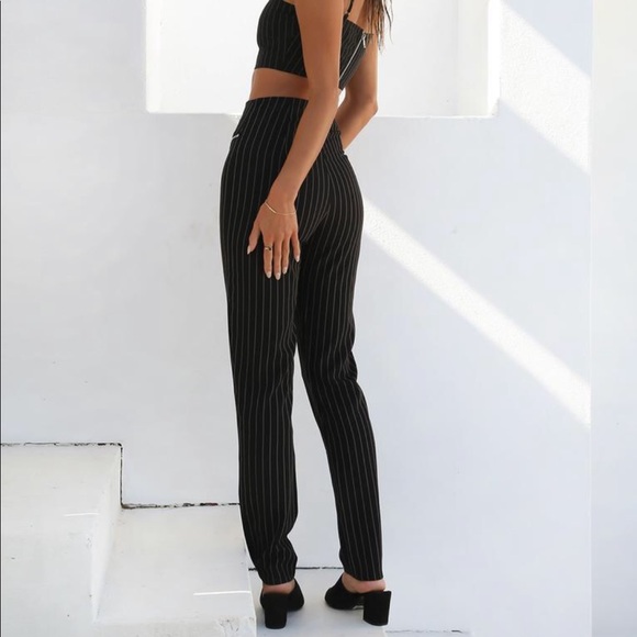 Tiger Mist Black Pinstripe Pants - Picture 2 of 4